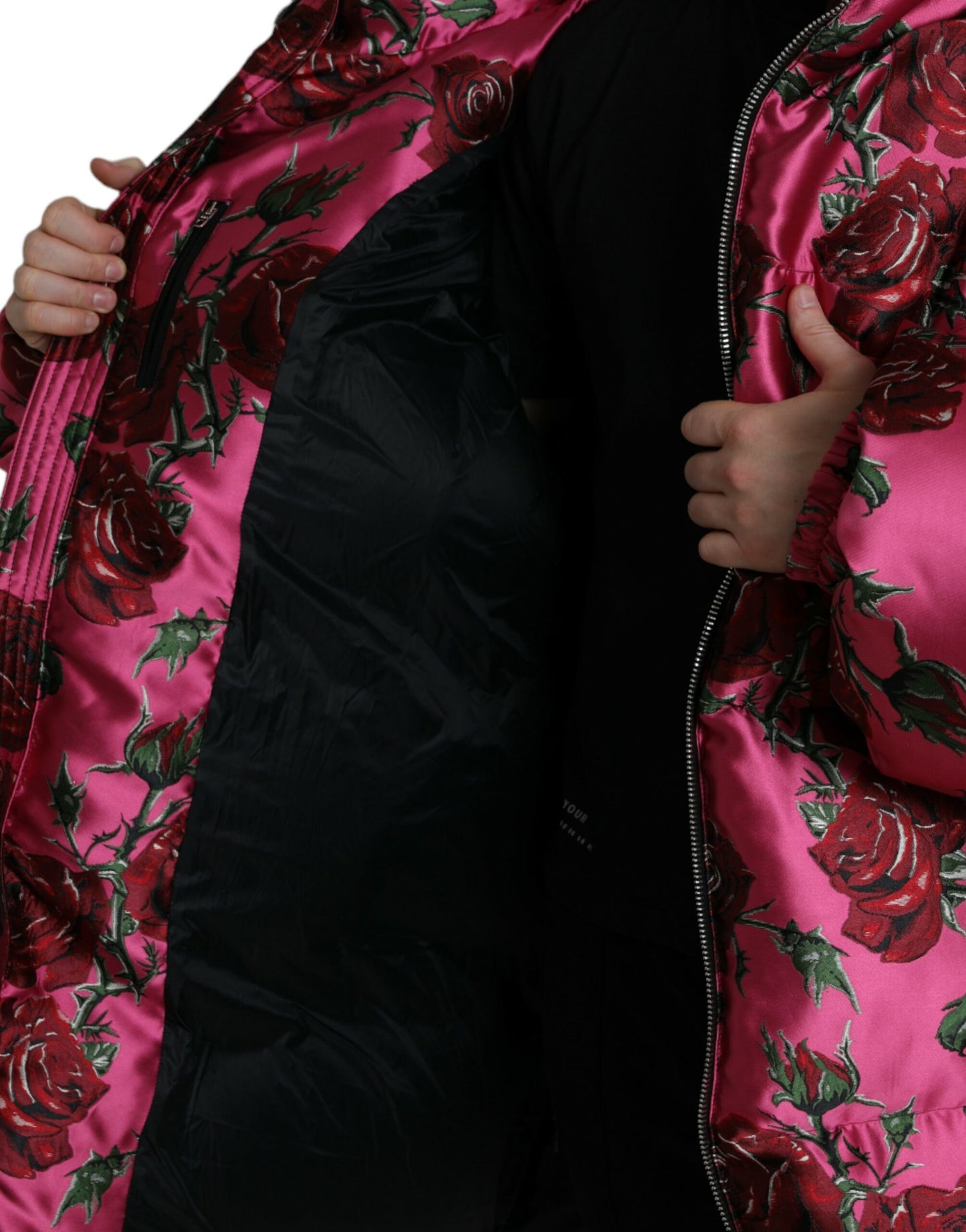 Chaqueta acolchada con estampado de rosas elegante de Dolce &amp; Gabbana