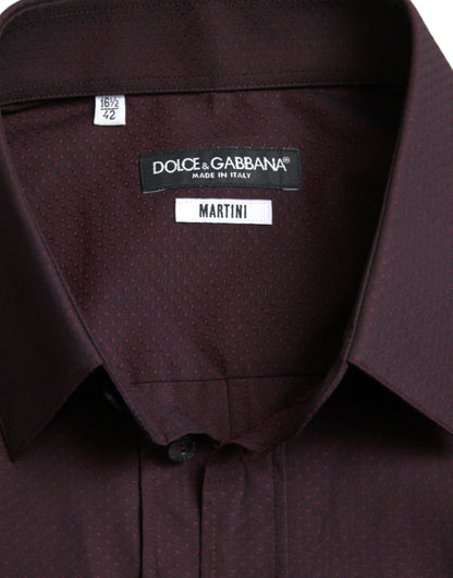 Camisa de vestir elegante color granate con diseño de martini de Dolce &amp; Gabbana