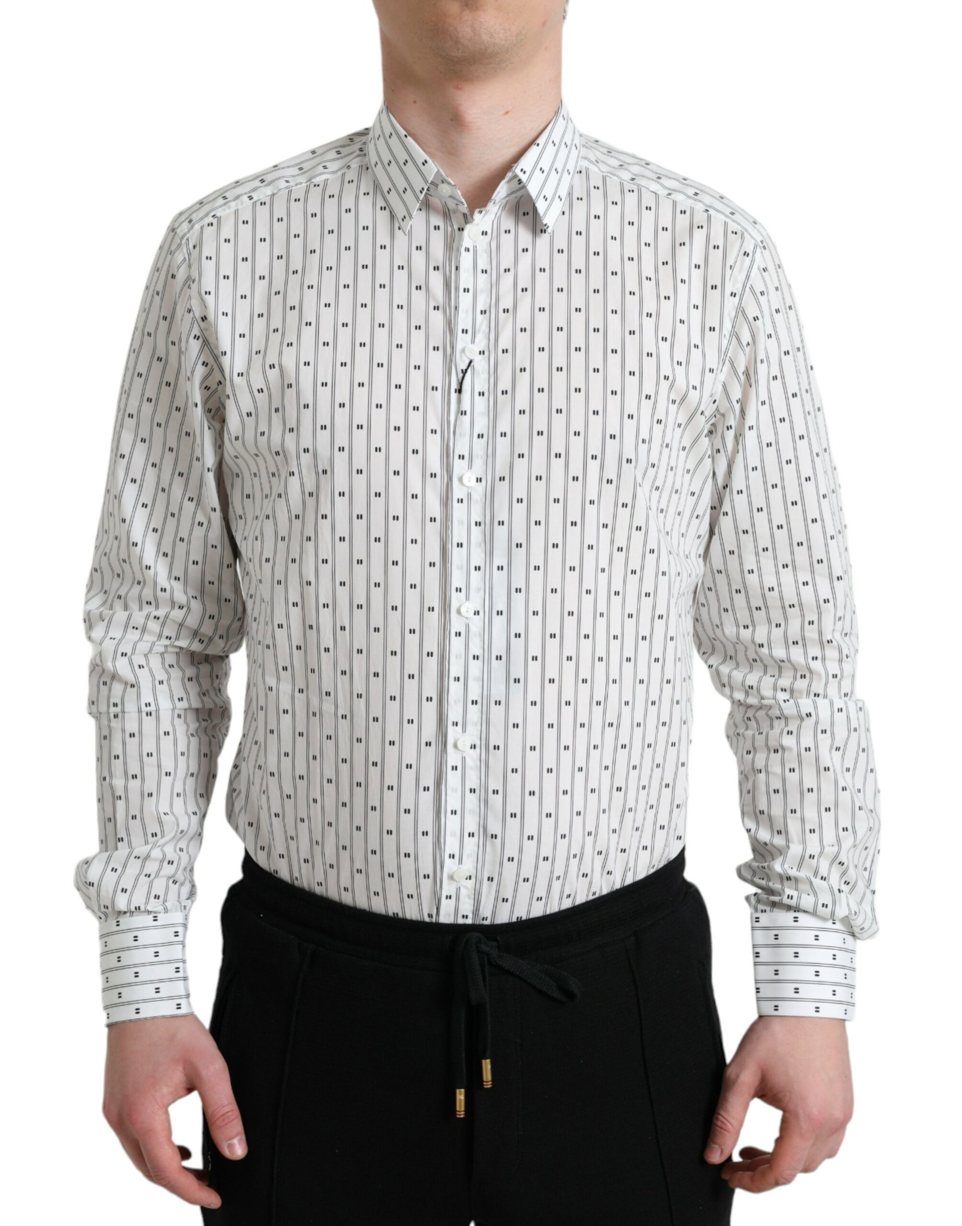 Camisa de vestir elegante de algodón blanco de corte entallado de Dolce &amp; Gabbana