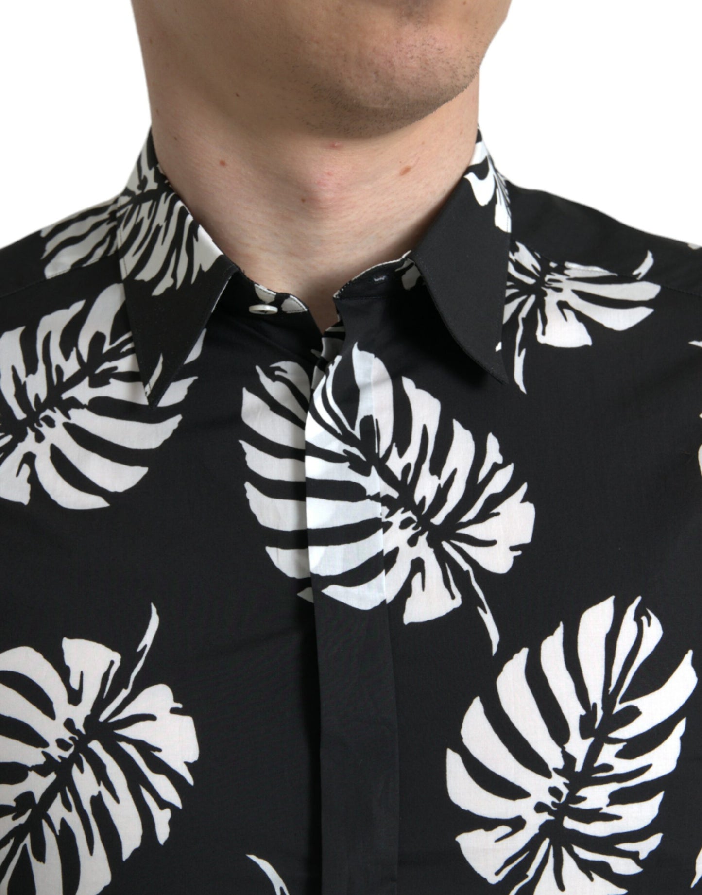 Camisa de vestir elegante de corte entallado con estampado de hojas de Dolce &amp; Gabbana