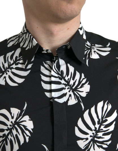 Camisa de vestir elegante de corte entallado con estampado de hojas de Dolce &amp; Gabbana