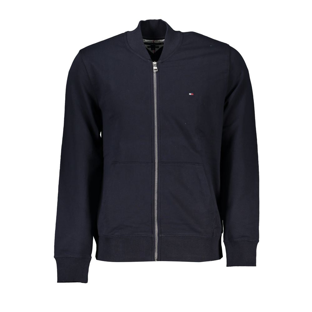 Sudadera elegante con cremallera y detalle de bordado en azul de Tommy Hilfiger