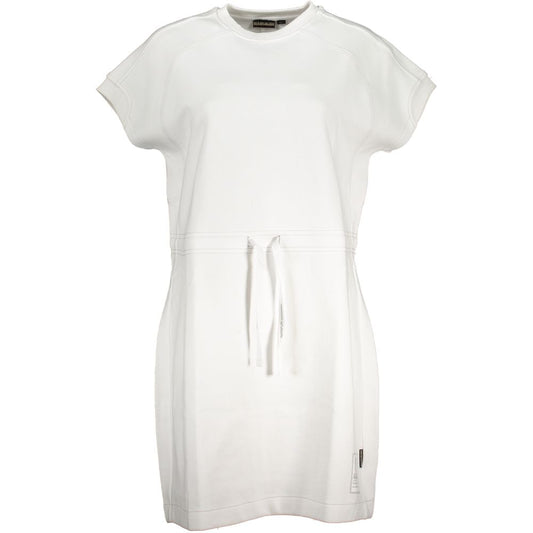 Vestido deportivo de cuello redondo blanco elegante con logotipo de Napapijri