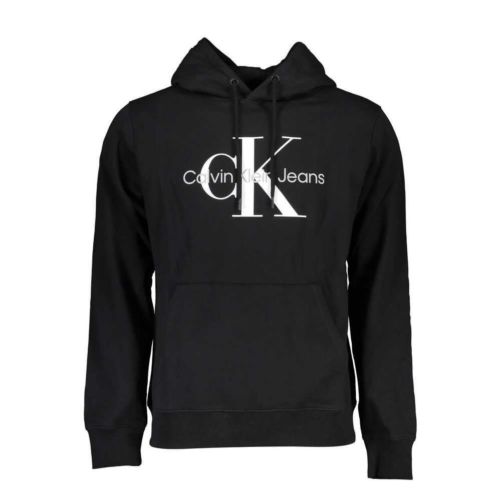 Sudadera con capucha de algodón negra elegante de Calvin Klein con estampado de logotipo