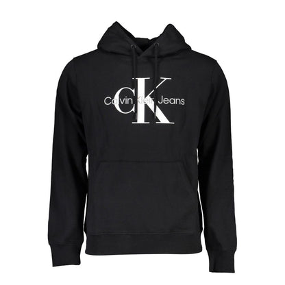 Sudadera con capucha de algodón negra elegante de Calvin Klein con estampado de logotipo