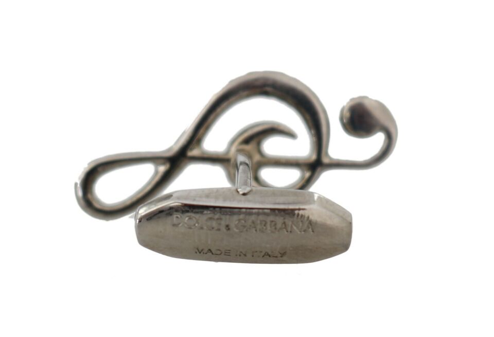 Gemelos elegantes de plata con forma de clave de sol de Dolce &amp; Gabbana