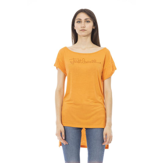 Camiseta de algodón naranja para mujer Just Cavalli