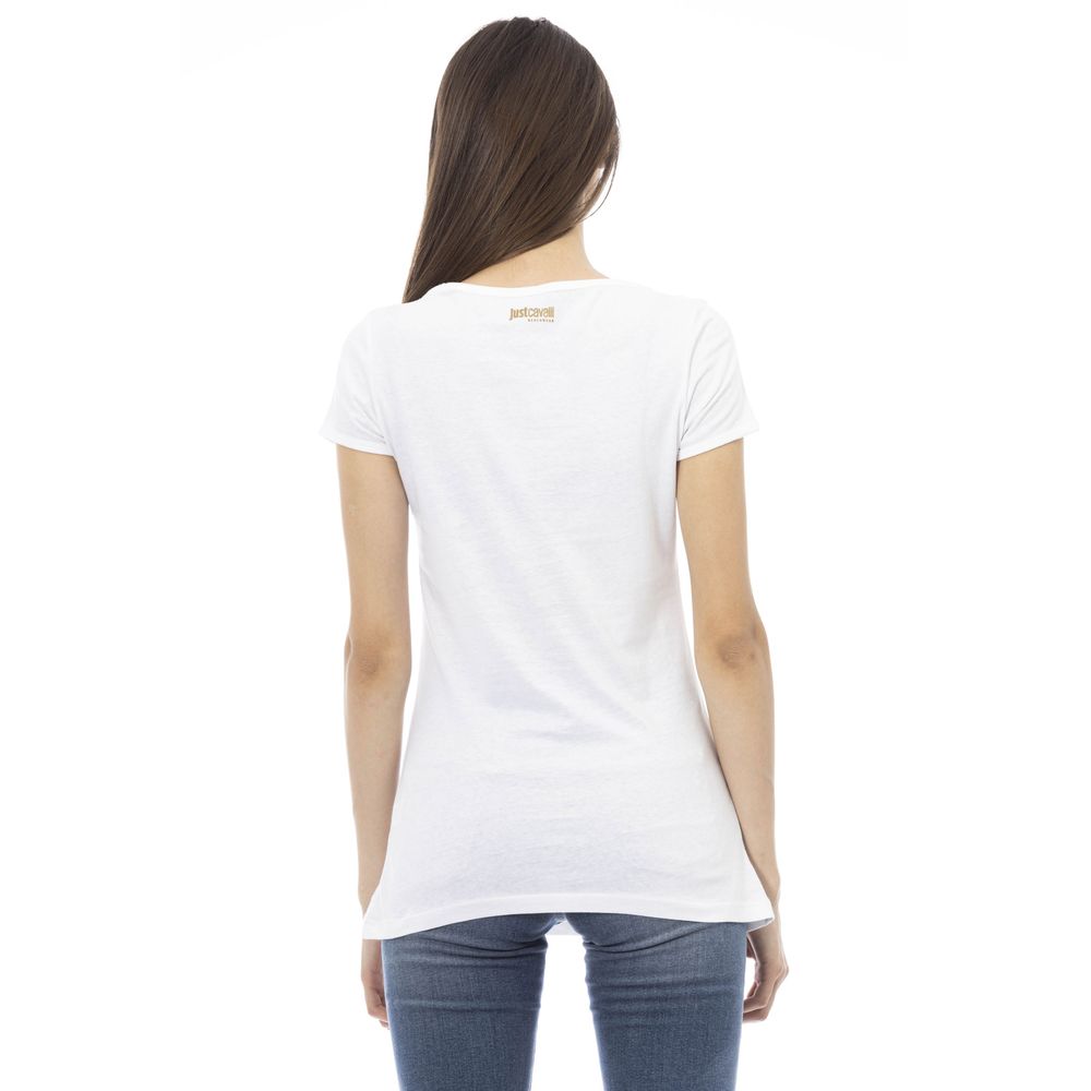 Camiseta de algodón blanca para mujer Just Cavalli