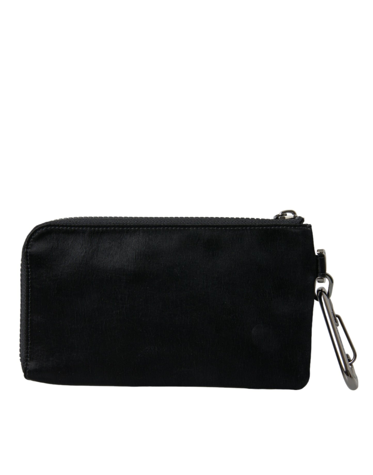 Sleek Designer Nylon-Leather Pouch in Black