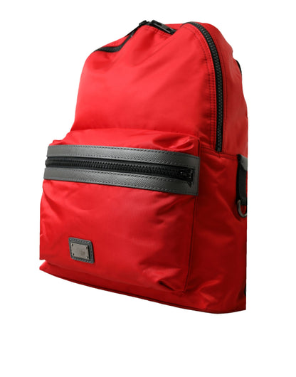 Mochila Elegante De Nylon-Piel Roja