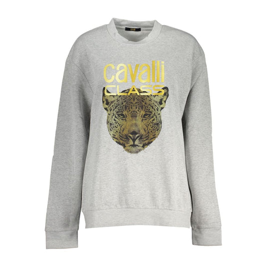 Sudadera de polar con cuello redondo y elegante color gris de Cavalli Class