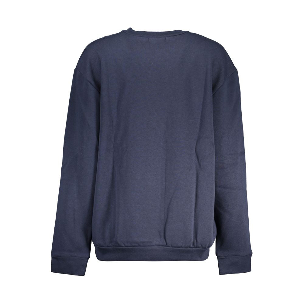 Sudadera elegante de polar con cuello redondo y clase Cavalli en color azul