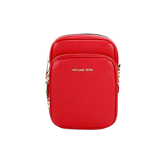 Bolso bandolera con cadena North South de piel granulada en rojo brillante Jet Set de Michael Kors