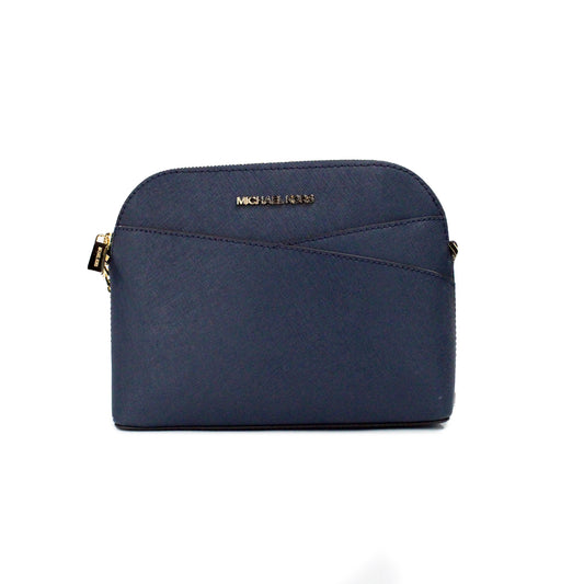 Bolso bandolera de cuero en forma de cúpula X mediano en azul marino de Jet Set