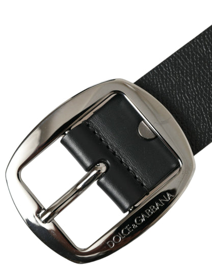 Cinturón elegante de piel negra con hebilla de metal de Dolce &amp; Gabbana