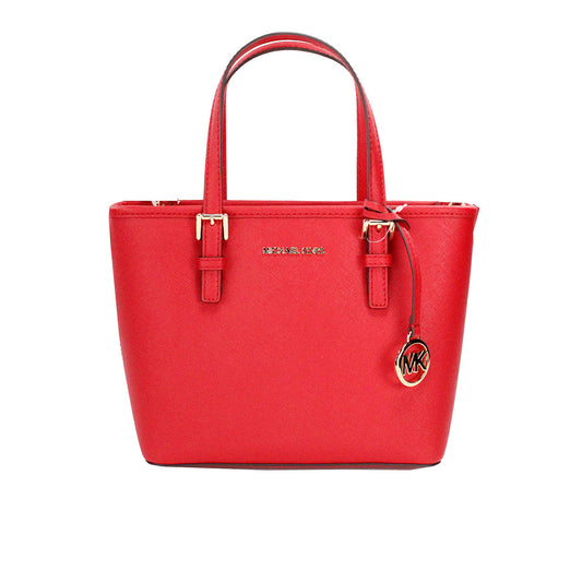 Bolso tote Jet Set de cuero rojo brillante XS con cremallera superior y bolso de mano