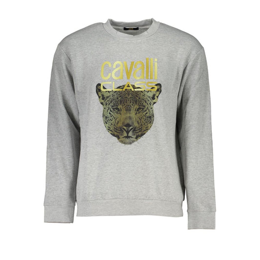 Sudadera elegante de cuello redondo de color gris con diseño de Cavalli Class