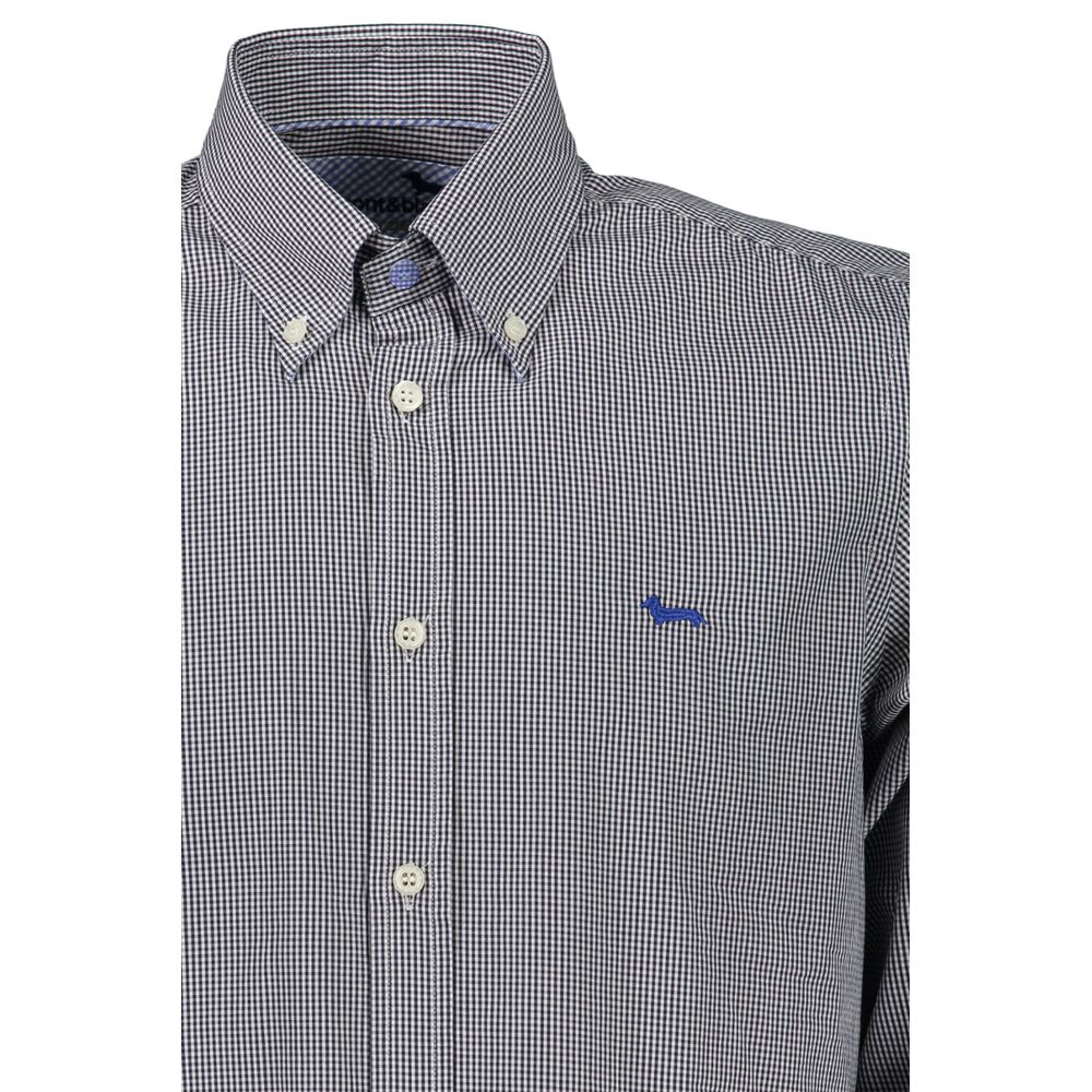Camisa elegante de algodón de manga larga azul Harmont &amp; Blaine