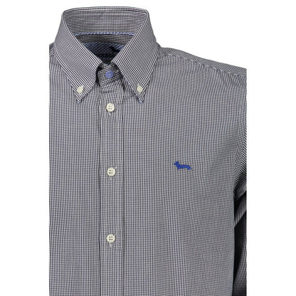 Camisa elegante de algodón de manga larga azul Harmont &amp; Blaine
