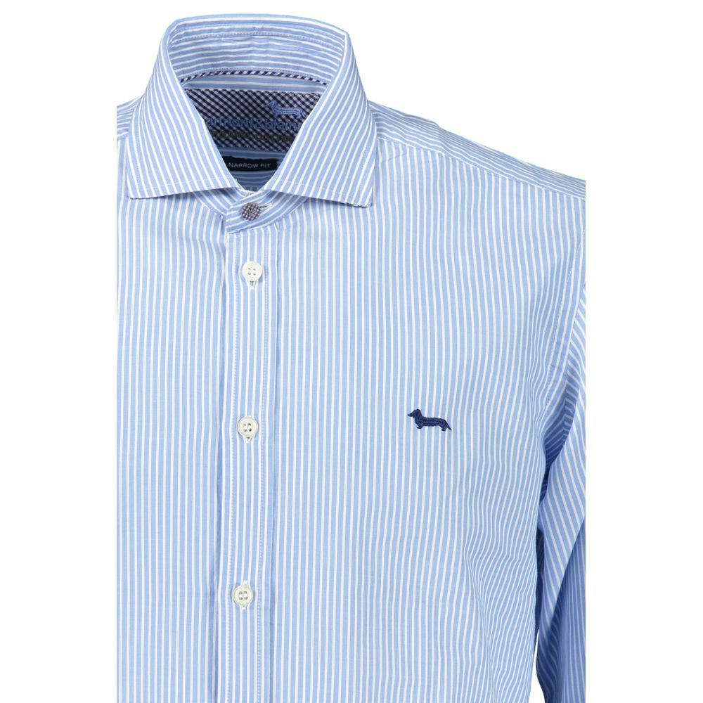 Camisa elegante de algodón a rayas azul claro de Harmont &amp; Blaine