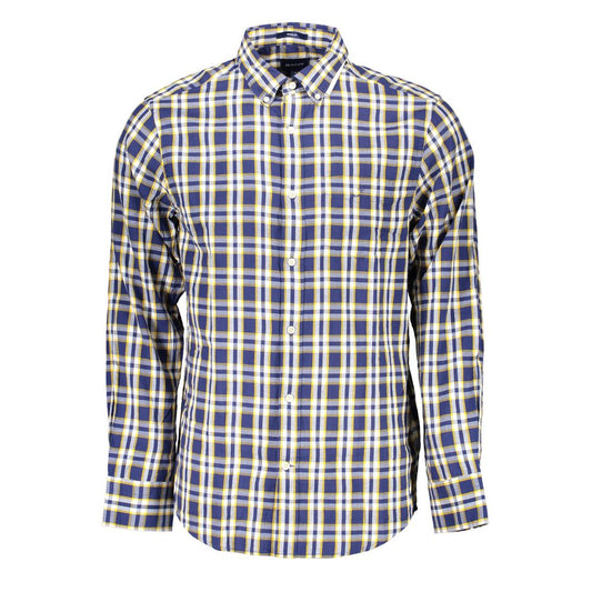 Camisa elegante de algodón azul con botones de Gant