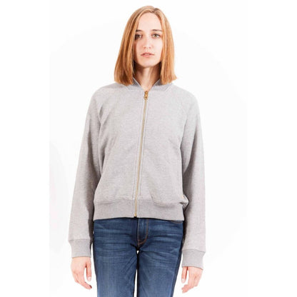 Gant Chic Gray Zippered Cotton Sweatshirt with Logo