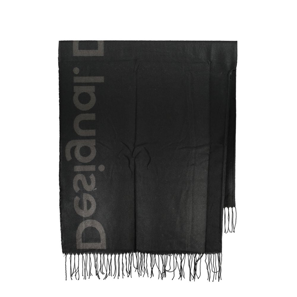 Poncho con detalles en contraste Desigual Chic en negro atemporal