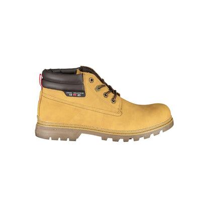 Carrera Chic Yellow Lace-Up Boots with Contrast Details