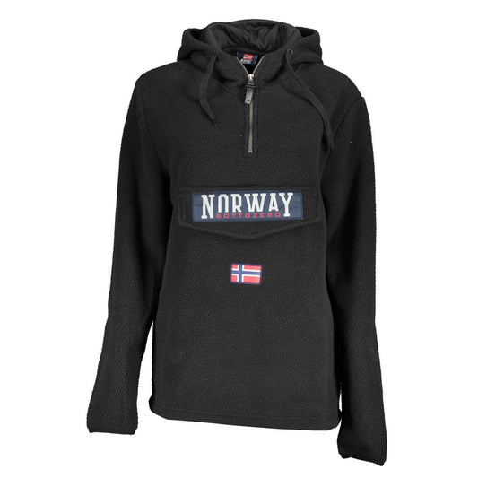Sudadera elegante con capucha y media cremallera negra de Noruega 1963