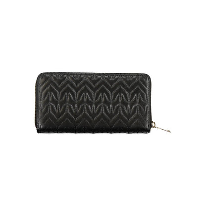 Elegante cartera negra con detalles en contraste