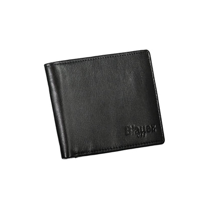Elegante cartera de cuero negro con dos compartimentos