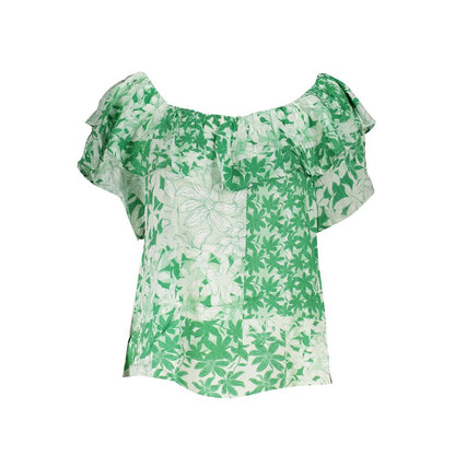 Camiseta verde boho chic con estampado y logotipo de Desigual