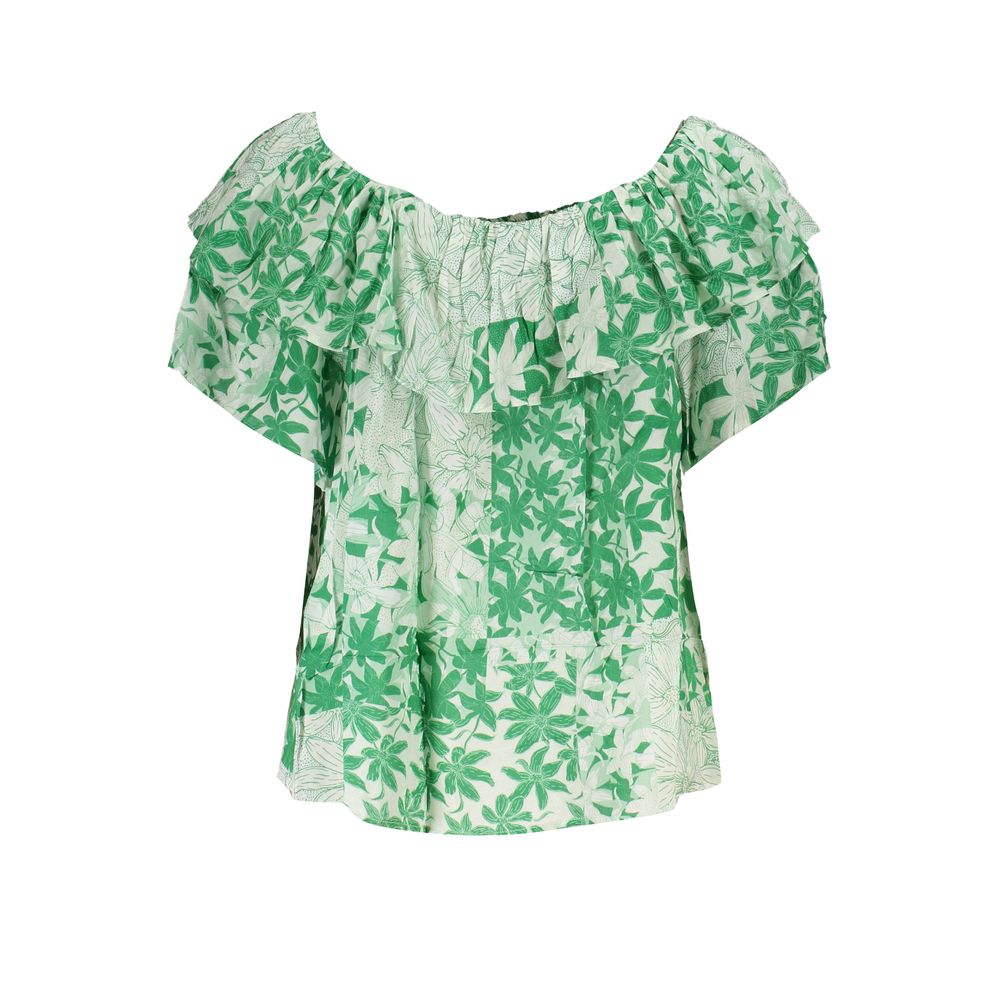 Camiseta verde boho chic con estampado y logotipo de Desigual