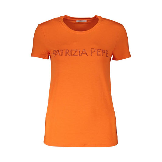 Elegante camiseta naranja con diamantes de imitación de Patrizia Pepe