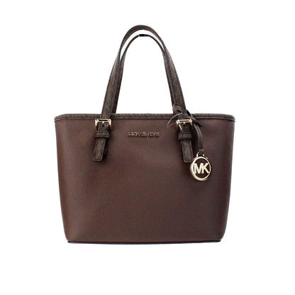 Bolso tote Jet Set Mocha Leather XS Carryall con cremallera superior