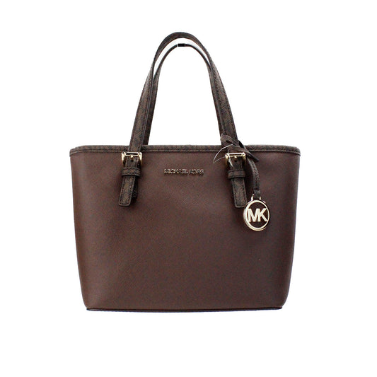 Bolso tote Jet Set Mocha Leather XS Carryall con cremallera superior