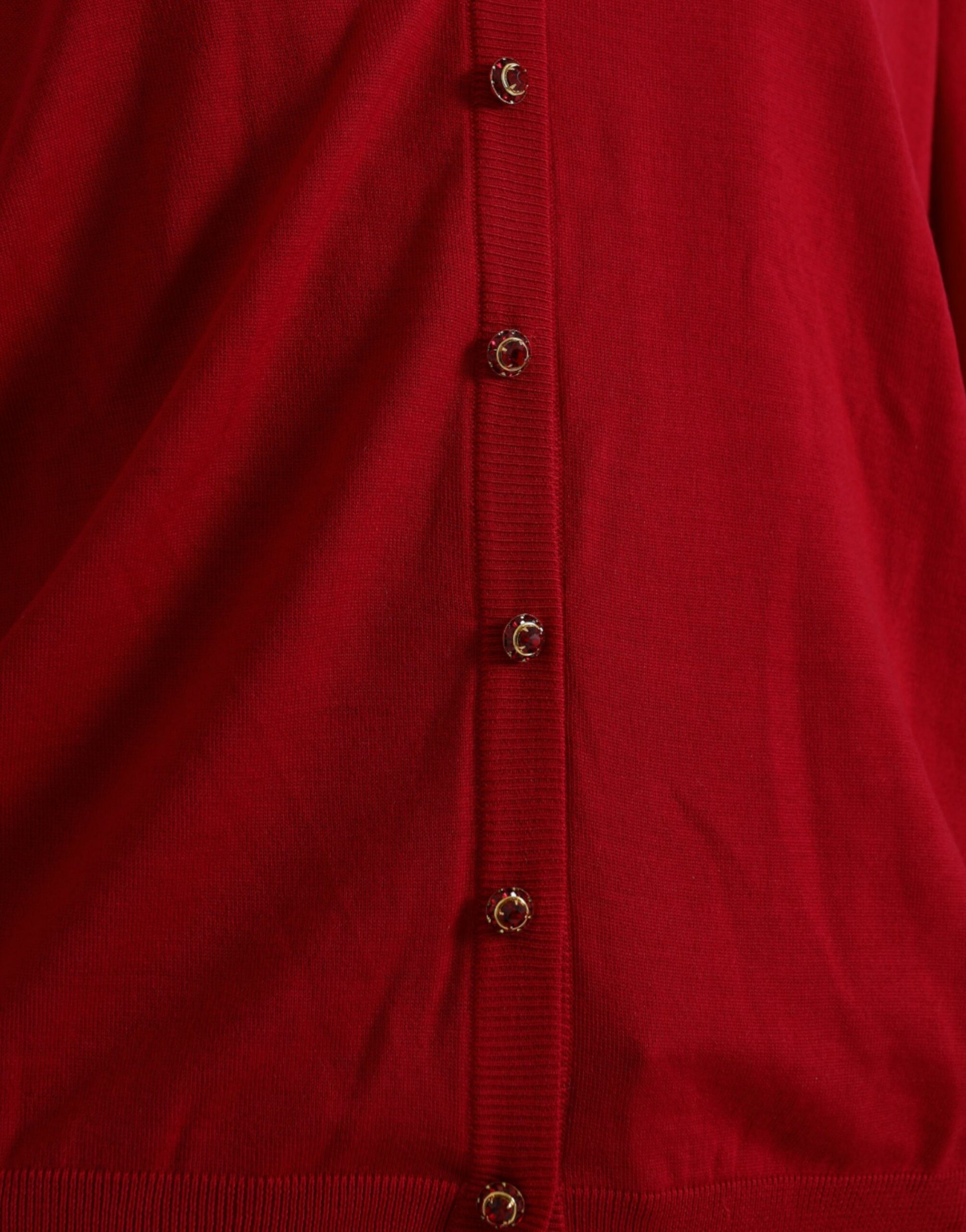 Dolce & Gabbana Elegant Red V-Neck Wool Cardigan