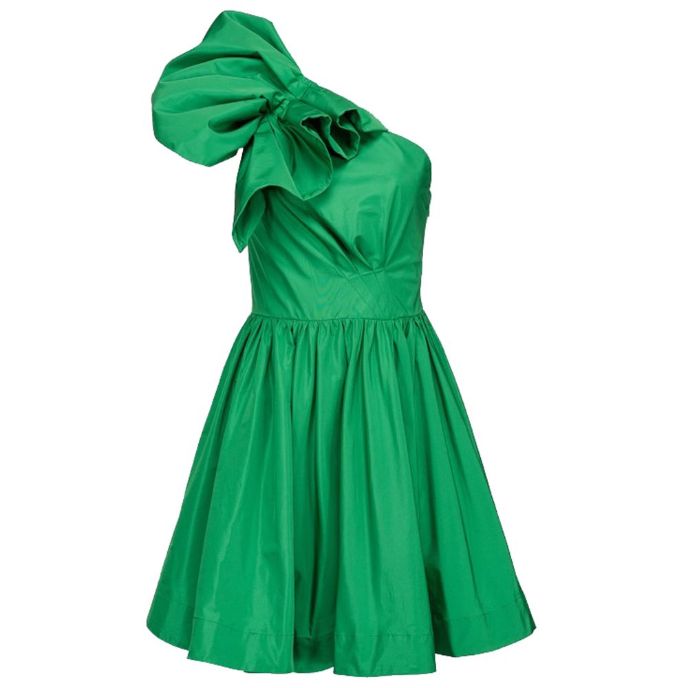 Vestido bustier drapeado con vuelo chic verde de PINKO