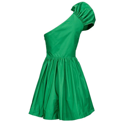 Vestido bustier drapeado con vuelo chic verde de PINKO