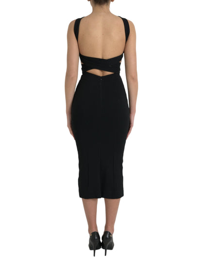 Vestido midi elegante con escote halter y corte en negro de Dolce &amp; Gabbana