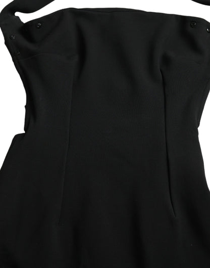 Vestido midi elegante con escote halter y corte en negro de Dolce &amp; Gabbana