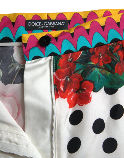 Dolce & Gabbana Multicolor Silk High Waist Hot Pants