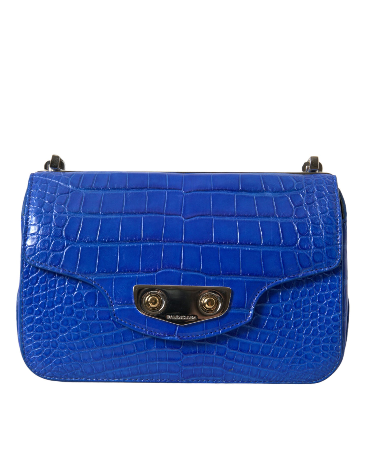 Bolso Mini De Piel De Cocodrilo - Azul Elegante