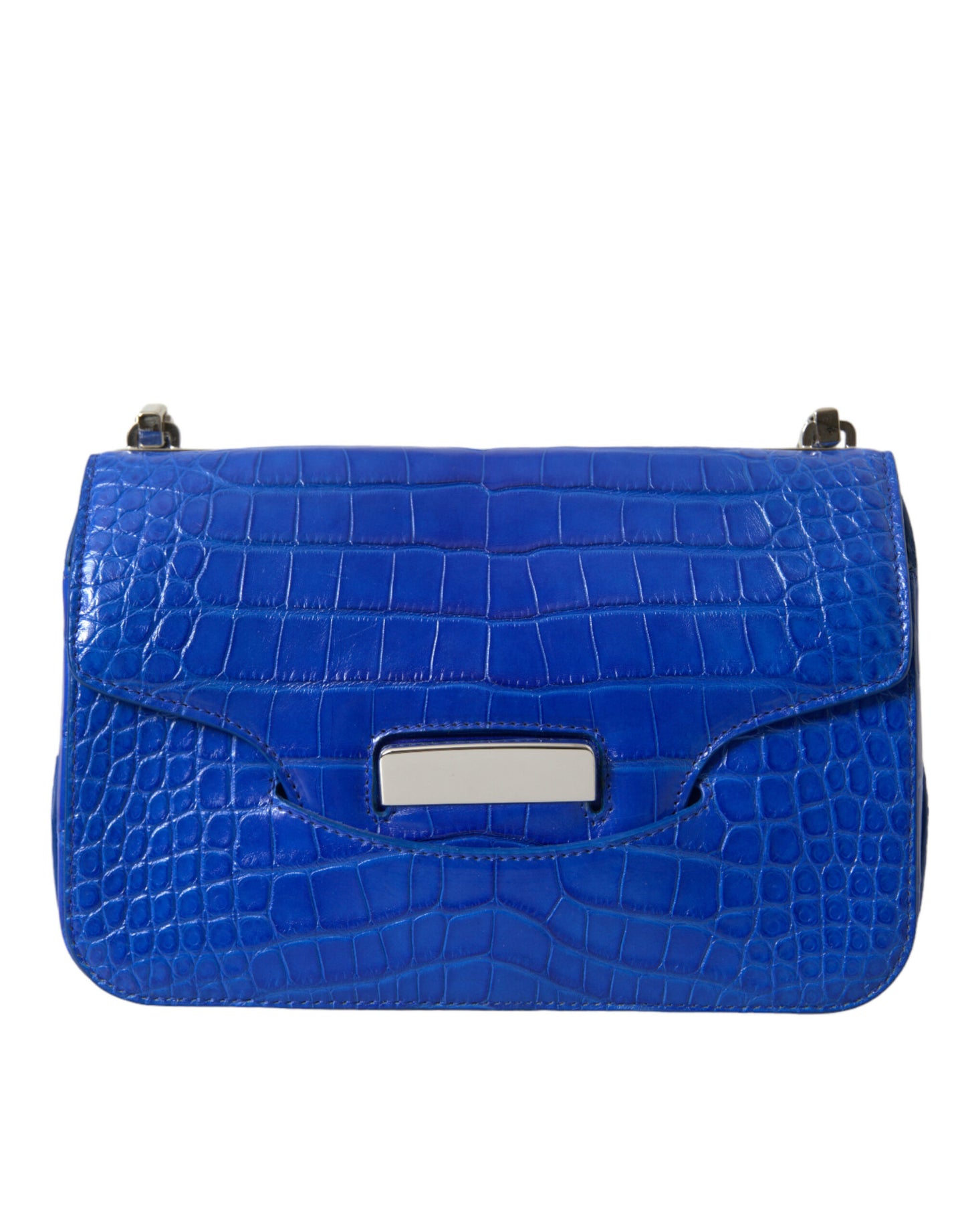 Bolso Mini De Piel De Cocodrilo - Azul Elegante