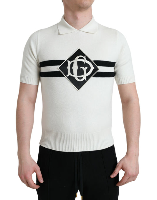 Camiseta henley con cuello y logotipo DG en color blanco de Dolce &amp; Gabbana