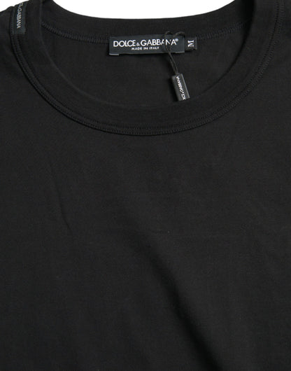 Camiseta de manga corta con cuello redondo y logo en relieve en negro de Dolce &amp; Gabbana