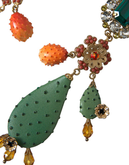 Pendientes colgantes con clip de cristal de cactus verde de Dolce &amp; Gabbana