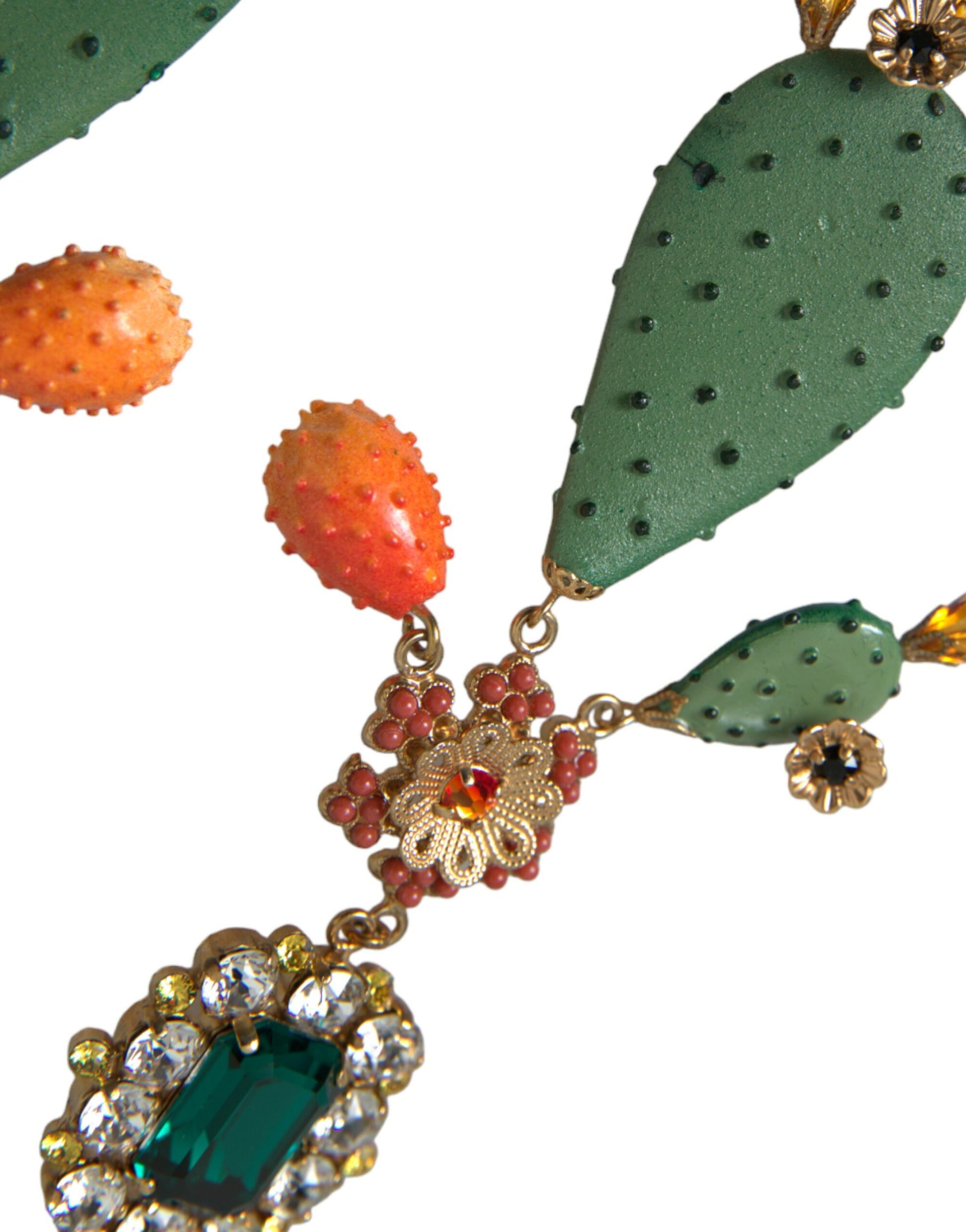 Pendientes colgantes con clip de cristal de cactus verde de Dolce &amp; Gabbana