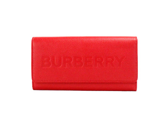 Cartera tipo clutch continental con solapa y relieve de cuero granulado rojo Porter