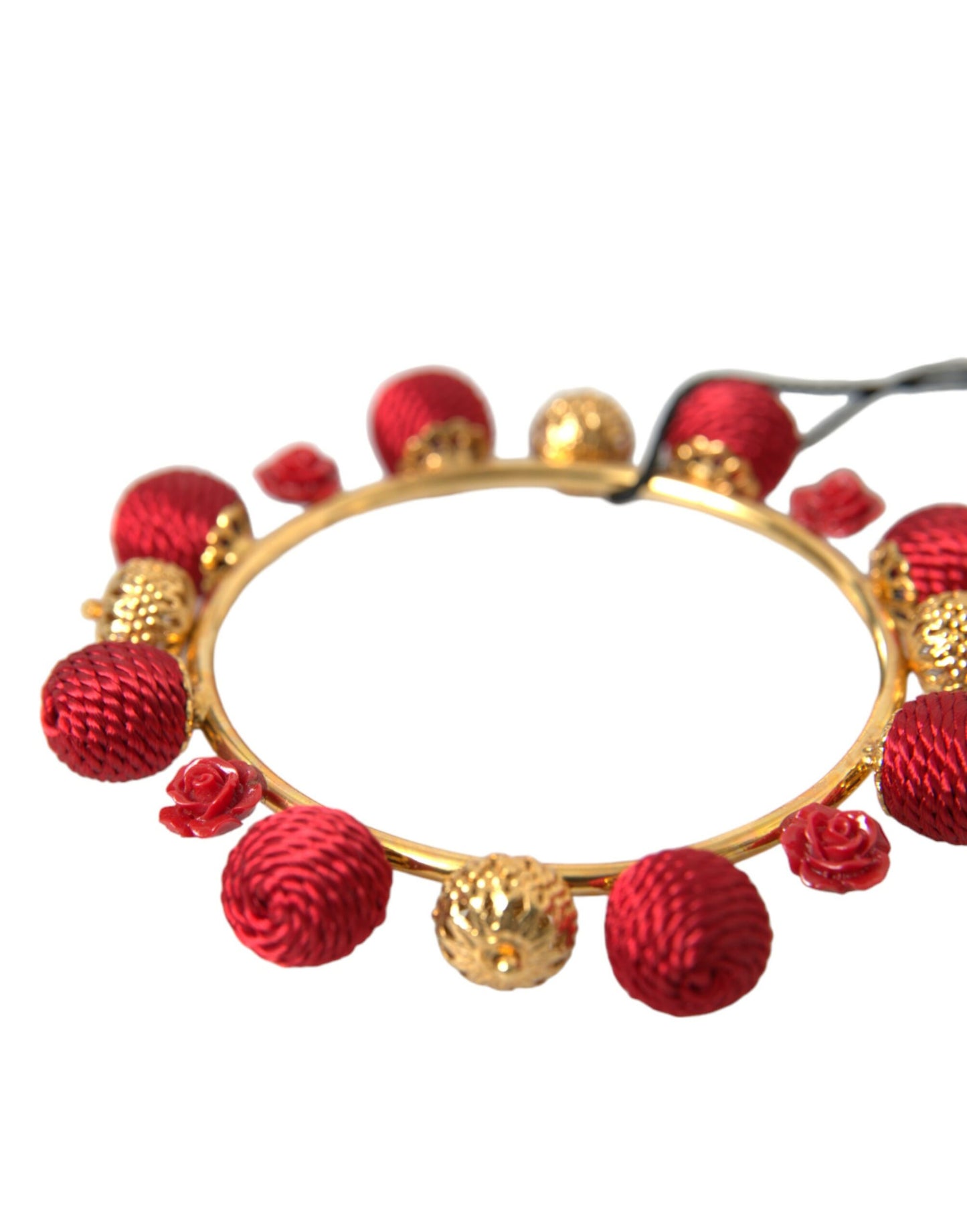 Pulsera Dolce &amp; Gabbana con rosas Sicilia Natale en latón dorado y rojo RUNWAY